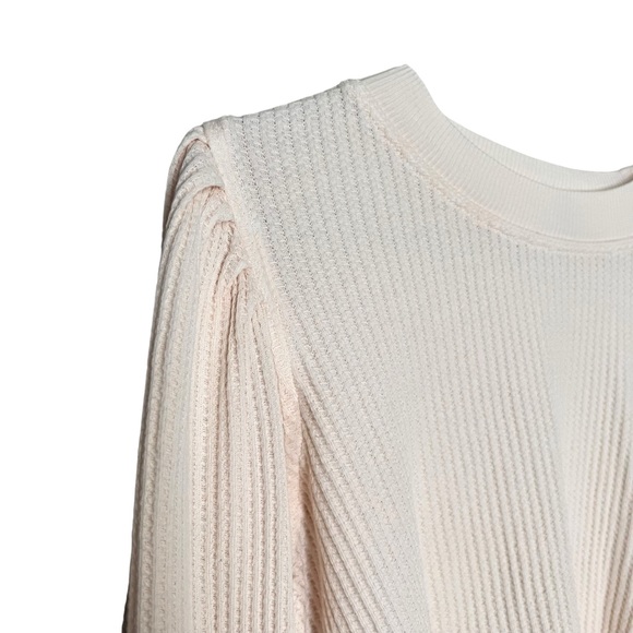 Free People FP One Tasha Thermal Top Tie Sleeve Women’s Size Small Ivory - Picture 7 of 15